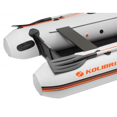 Колибри КМ-300ДЛ (Kolibri KM-300DL) светло-серая моторная килевая надувная лодка + Air-Deck
