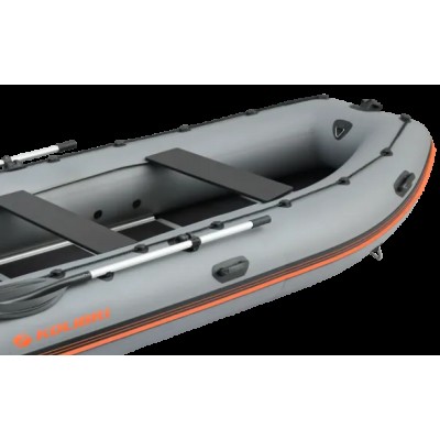 Колибри КМ-400ДСЛ (Kolibri KM-400DSL) тёмно-серая моторная килевая надувная лодка + фанерный пайол