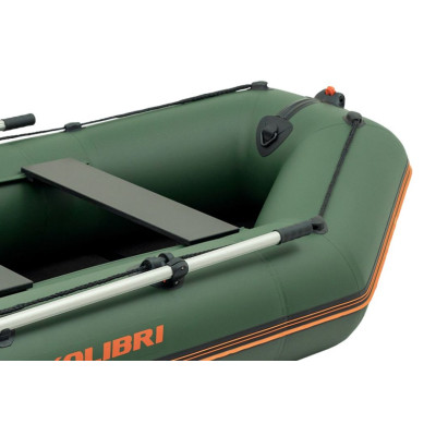 Надувная лодка Колибри КМ-260Д Профи (Kolibri KM-260D) моторная килевая слань-книжка, зелёная