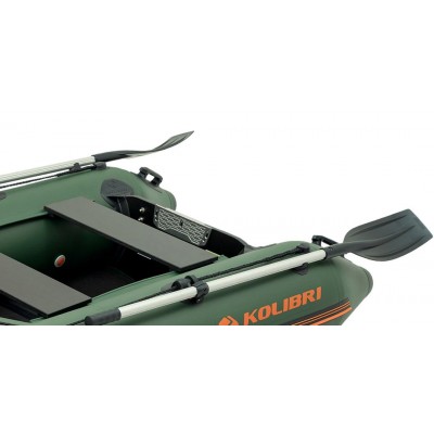 Надувная лодка Колибри КМ-245Д Профи (Kolibri KM-245D) моторная килевая слань-книжка, зелёная