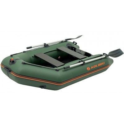 Надувная лодка Колибри КМ-245Д Профи (Kolibri KM-245D) моторная килевая слань-книжка, зелёная