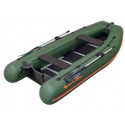 Колибри КМ-450ДСЛ (Kolibri KM-450DSL) зелёная моторная килевая надувная лодка + фанерный пайол