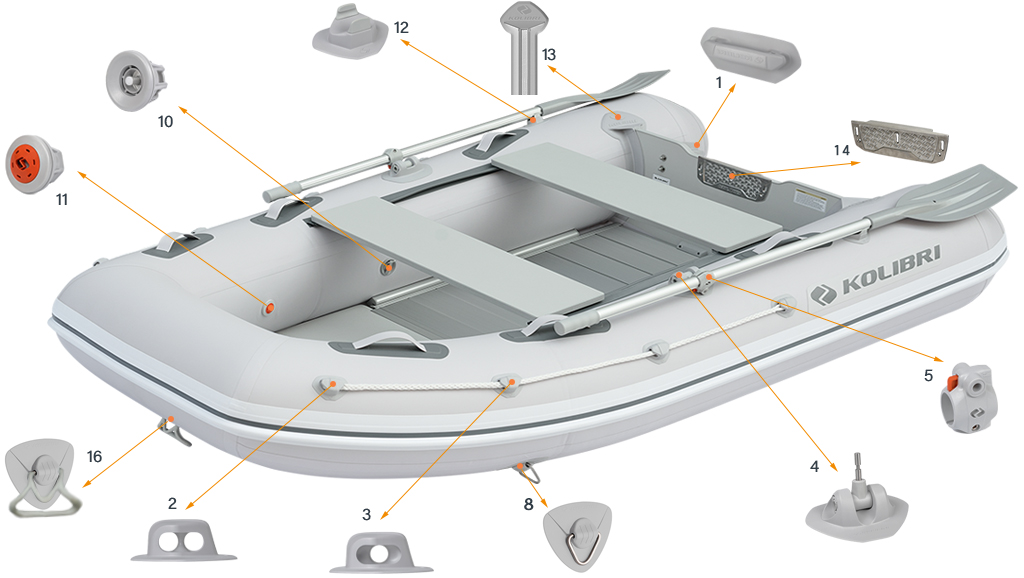 Фурнитура моторной лодки Kolibri KM-270DXL