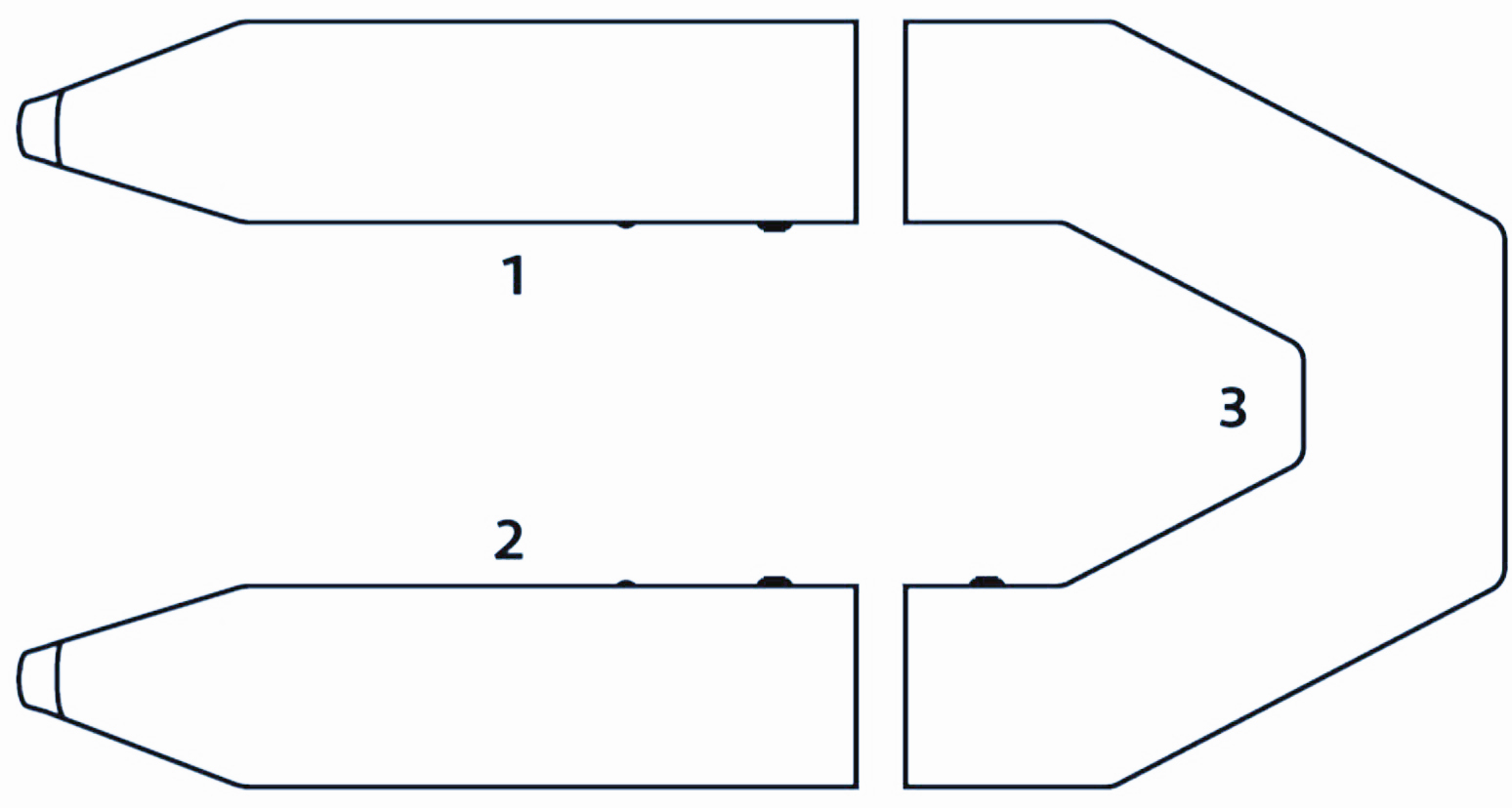Schema der Abteile des Schlauchbootes Kolibri KM-300