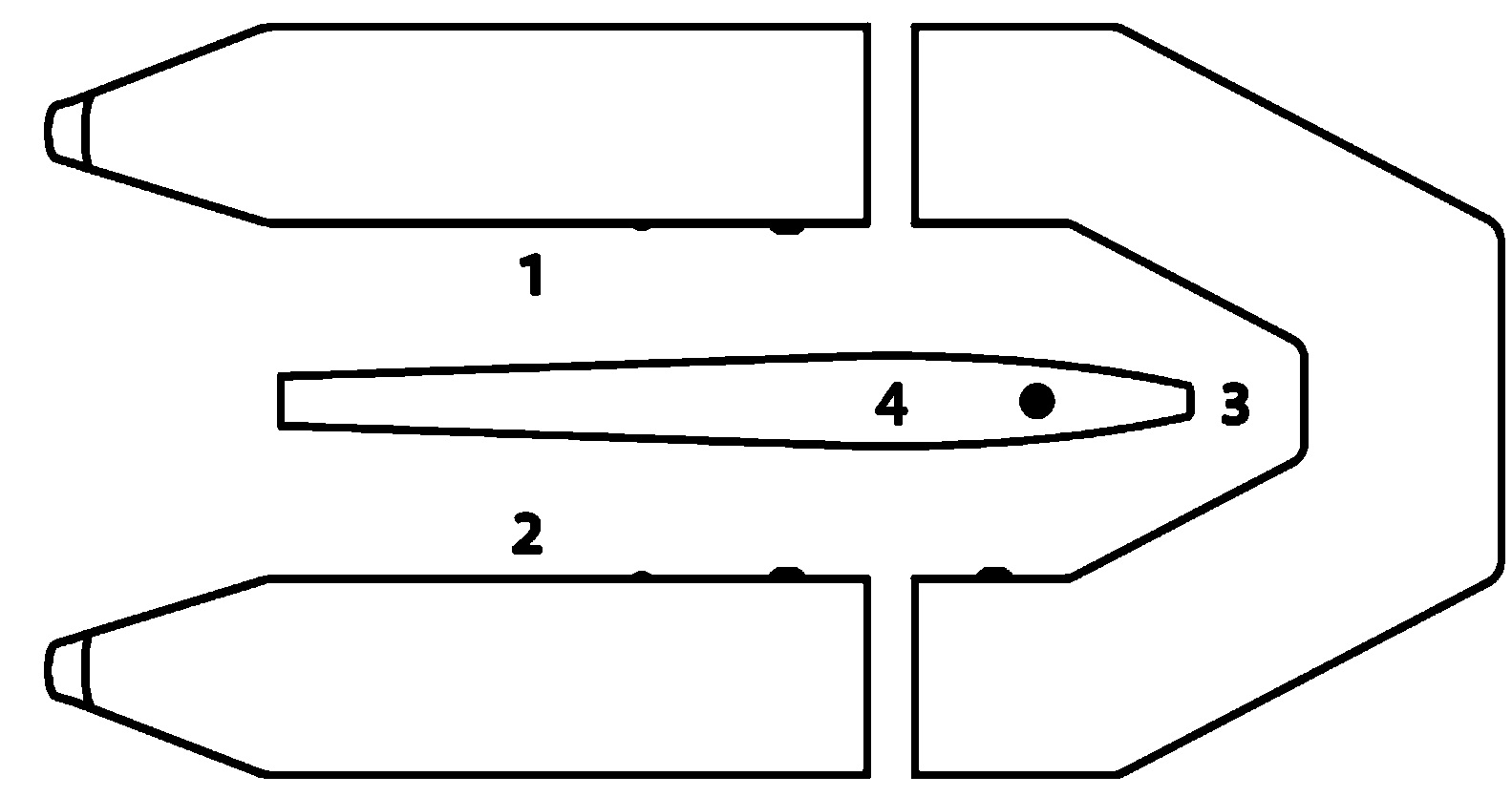 Schema der Abteile des Bootes Kolibri KM300D Profi