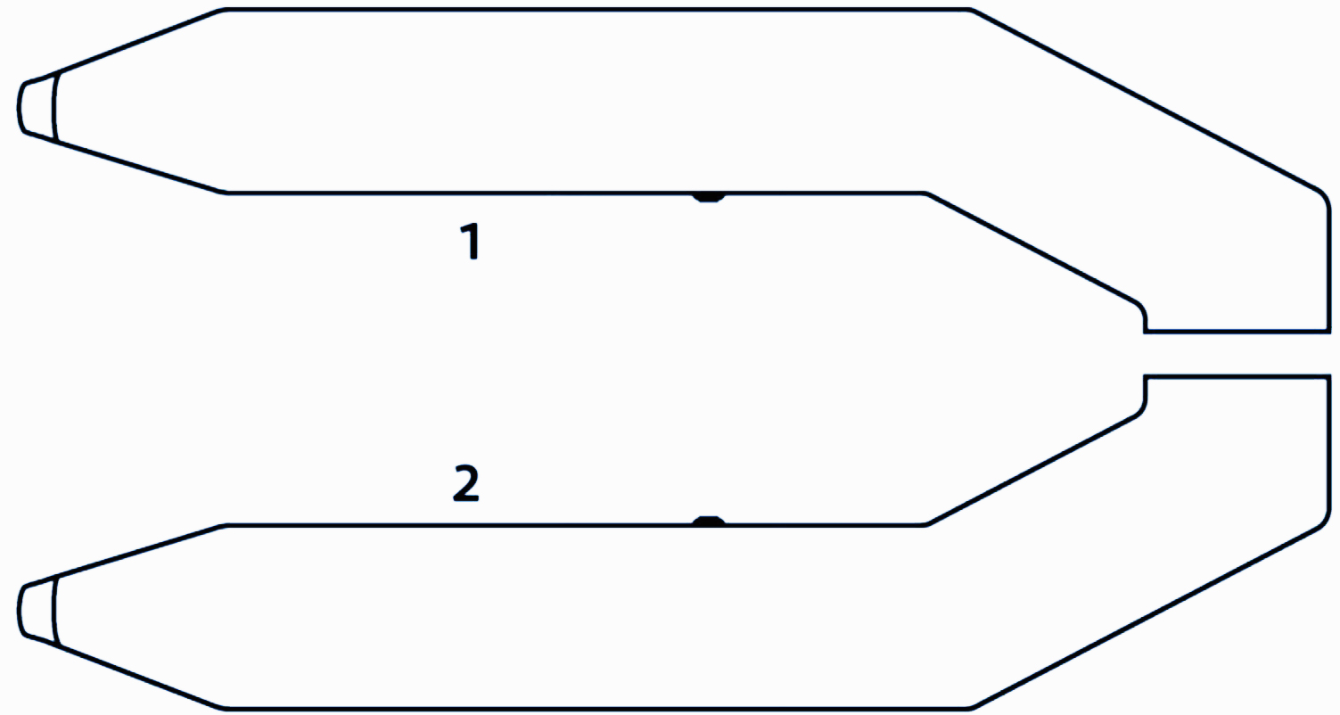 Schema der Abteile des Schlauchbootes Kolibri KM-200